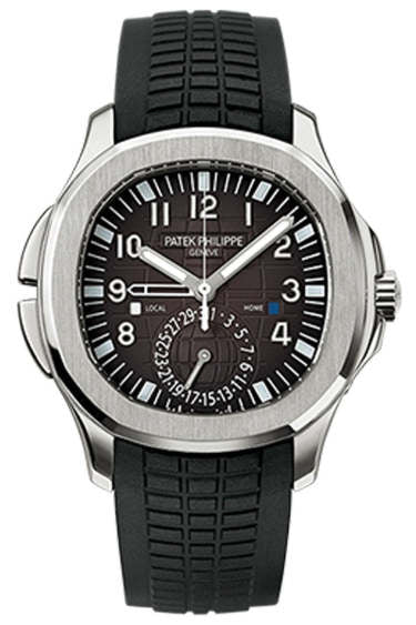 Patek Philippe aquanaut dual time black dial automatic men's watch 5164A-001
