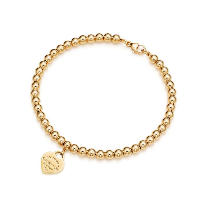 Tiffany return to heart tag bead bracelet in yellow gold