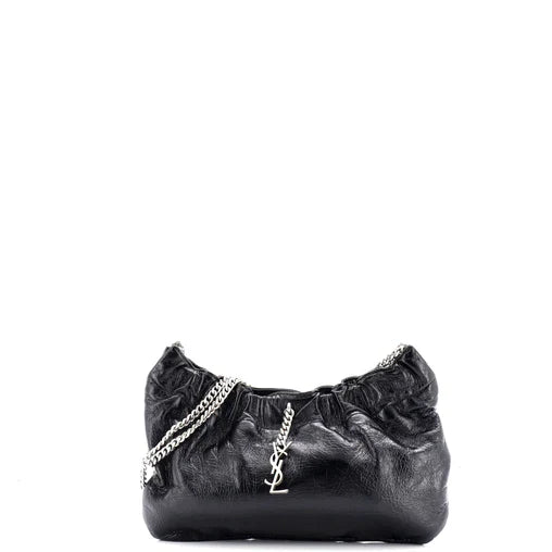 Saint Laurent Pac Pac Ruched Hobo Leather