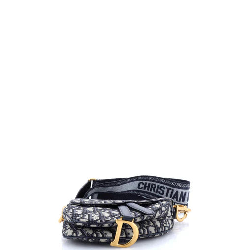 Christian Dior Saddle Handbag with Strap Oblique Canvas Mini