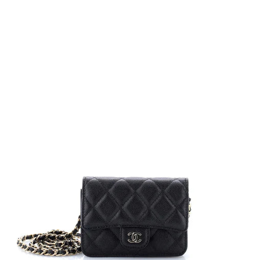 Chanel Classic Flap Clutch with Chain Quilted Caviar Small