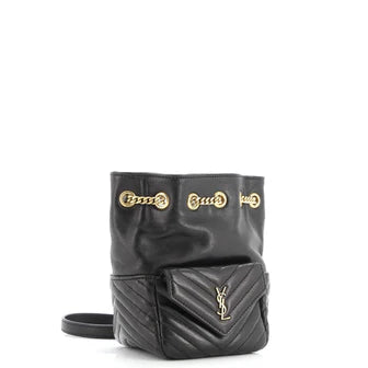 Saint Laurent Joe Bucket Bag Matelasse Chevron Leather Mini