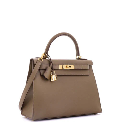 Hermes Kelly Handbag Toundra Madame with Gold Hardware 28