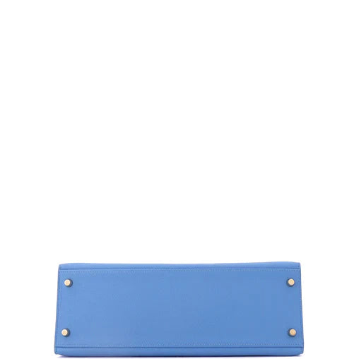 Hermes Kelly Handbag Bleu Paradis Epsom with Gold Hardware 32