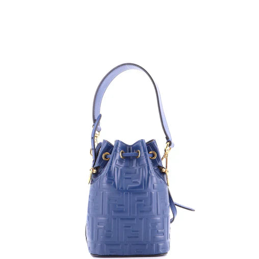 Fendi Mon Tresor Bucket Bag Zucca Embossed Leather Mini