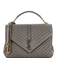 Saint Laurent Classic Monogram College Bag Matelasse Chevron Leather Large