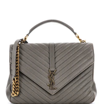 Saint Laurent Classic Monogram College Bag Matelasse Chevron Leather Large