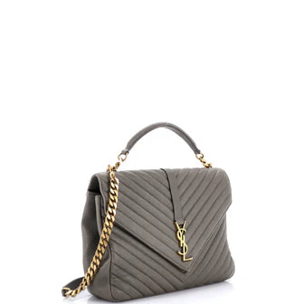 Saint Laurent Classic Monogram College Bag Matelasse Chevron Leather Large
