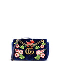 Gucci GG Marmont Flap Bag Embroidered Matelasse Velvet Small