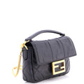 Fendi Midi Baguette Chain Bag Zucca Embossed Leather Small