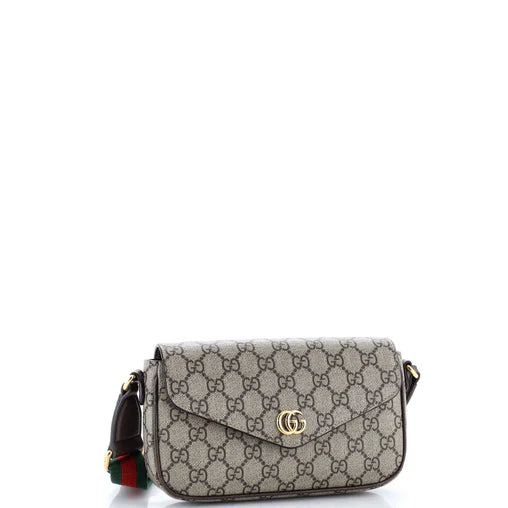 Gucci Ophidia Envelope Flap Shoulder Bag GG Coated Canvas Mini