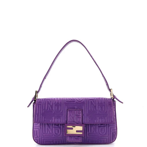 Fendi Baguette Bag Logo Embossed Leather Small