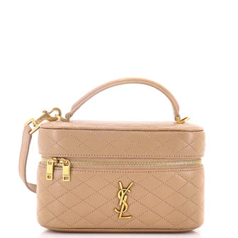 Saint Laurent Gaby Zip Around Vanity Bag Quilted Leather Mini