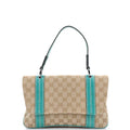 Gucci Vintage Flap Shoulder Bag GG Canvas with Leather Small