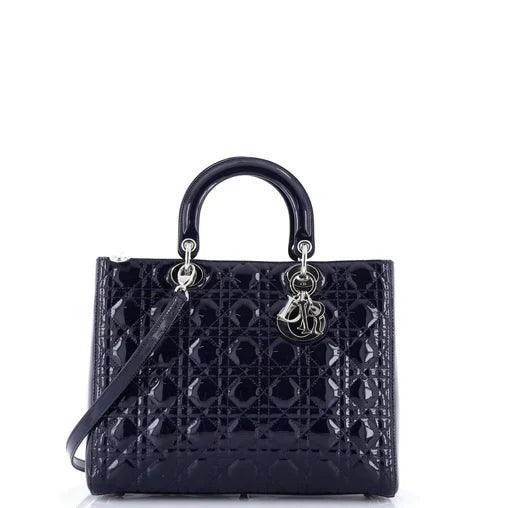 Christian Dior Lady Dior Bag Cannage Quilt Patent Large