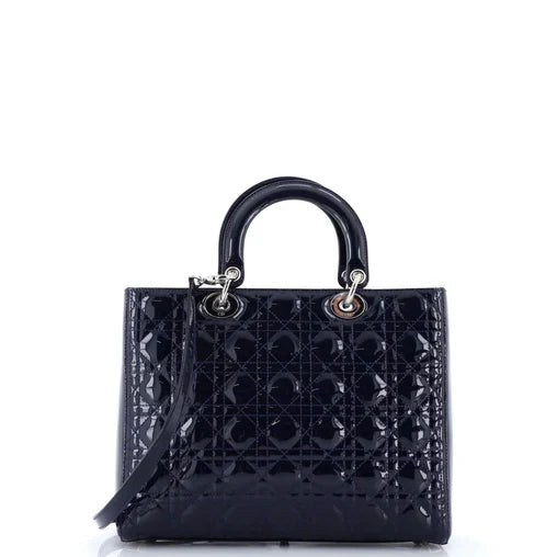 Christian Dior Lady Dior Bag Cannage Quilt Patent Large