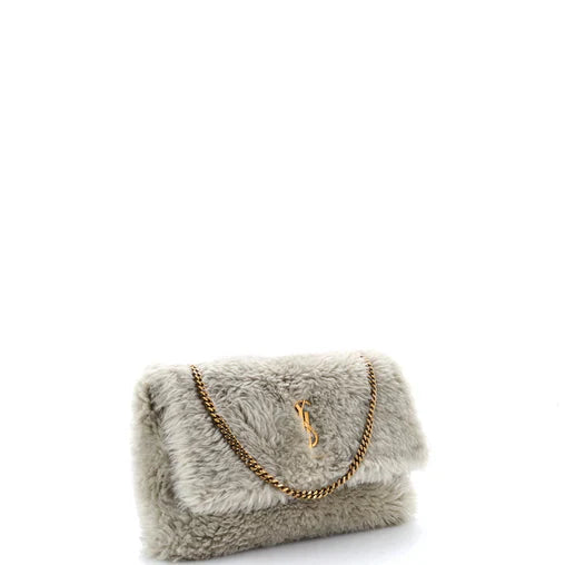Saint Laurent Classic Monogram Reversible Shoulder Bag Shearling and Suede Medium