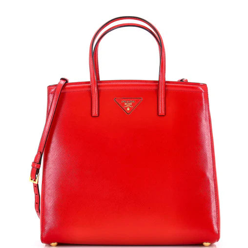 Prada Slim Convertible Tote Vernice Saffiano Leather Medium
