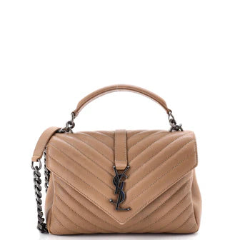 Saint Laurent Classic Monogram College Bag Matelasse Chevron Leather Medium