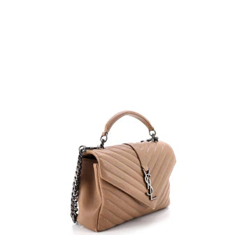 Saint Laurent Classic Monogram College Bag Matelasse Chevron Leather Medium