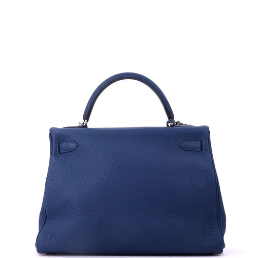 Hermes Kelly Handbag Deep Blue Togo with Palladium Hardware 32