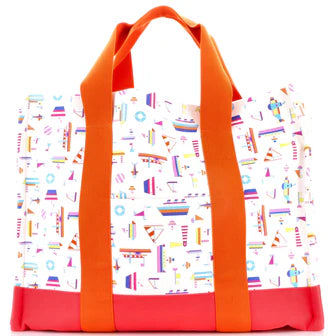 Hermes Petit Chartier Nappy Bag Printed Toile Large
