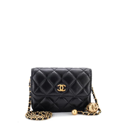 Chanel Pearl Crush Flap Clutch with Chain Quilted Lambskin Mini