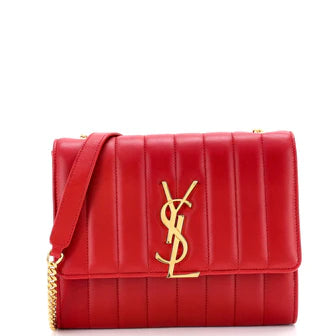 Saint Laurent Vicky Crossbody Bag Vertical Quilted Leather Medium