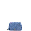 Chanel Denim Mood Flap Clutch with Chain Logo Printed Quilted Fringe Denim