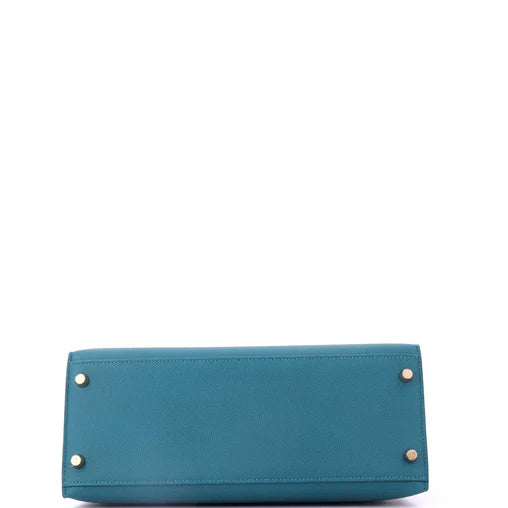 Hermes Kelly Handbag Vert Bosphore Epsom with Gold Hardware 28