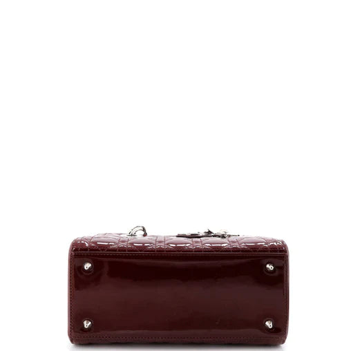 Christian Dior Lady Dior Bag Cannage Quilt Patent Medium