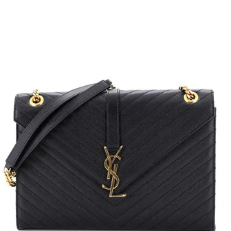 Saint Laurent Classic Monogram Envelope Satchel Matelasse Chevron Leather Large
