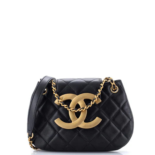 Chanel Giant CC Chain Compartment Messenger Bag Quilted Lambskin Small