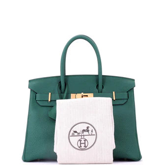 Hermes Birkin Handbag Malachite Togo with Gold Hardware 30