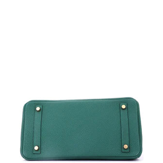 Hermes Birkin Handbag Malachite Togo with Gold Hardware 30