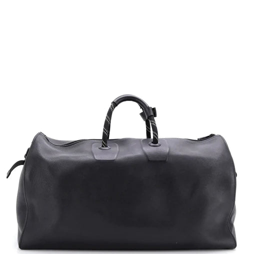 Louis Vuitton Keepall Bandouliere Bag Dark Infinity Leather with Monogram Eclipse Glaze Canvas 50