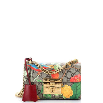 Gucci Padlock Shoulder Bag Tian Print GG Coated Canvas Small