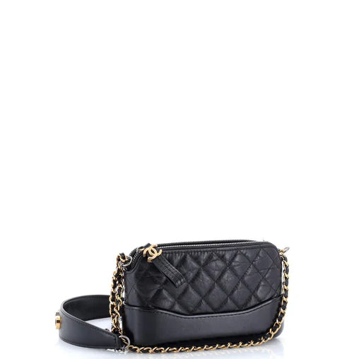 Chanel Gabrielle Double Zip Clutch with Chain Quilted Aged Calfskin