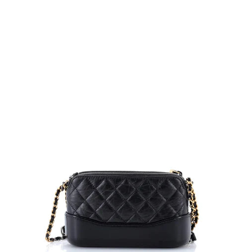 Chanel Gabrielle Double Zip Clutch with Chain Quilted Aged Calfskin