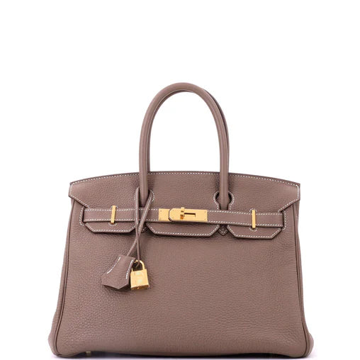 Hermes Birkin Handbag Grey Togo with Gold Hardware 30