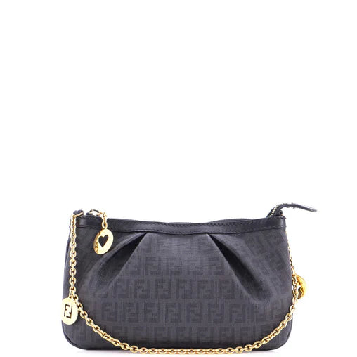Fendi Chain Pochette Zucchino Coated Canvas