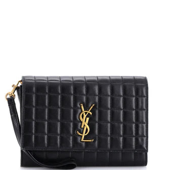 Saint Laurent Monogram Flap Pouch Square Quilted Leather