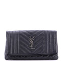 Saint Laurent Classic Monogram Fold Over Clutch Mixed Matelasse Leather