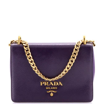 Prada Chain Flap Bag Vernice Saffiano Leather Small