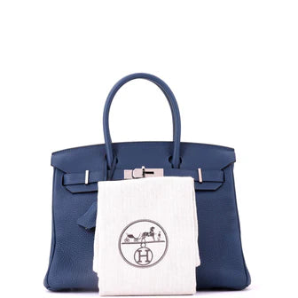 Hermes Birkin Handbag Deep Blue Togo with Palladium Hardware 30