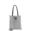 Prada Convertible Open Tote Crystal Embellished Satin Mini