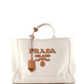 Prada Logo Tote Linen Blend Large