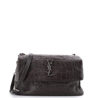 Saint Laurent West Hollywood Shoulder Bag Crocodile Embossed Leather Medium