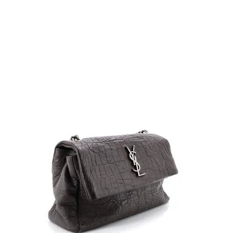 Saint Laurent West Hollywood Shoulder Bag Crocodile Embossed Leather Medium