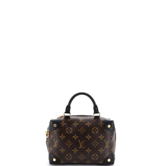Louis Vuitton Petite Malle Souple Handbag Monogram Canvas with Leather